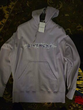 Givenchy hoodie Men's lilac Purple Barbed Wire With G Tufting Washed Hoodie new